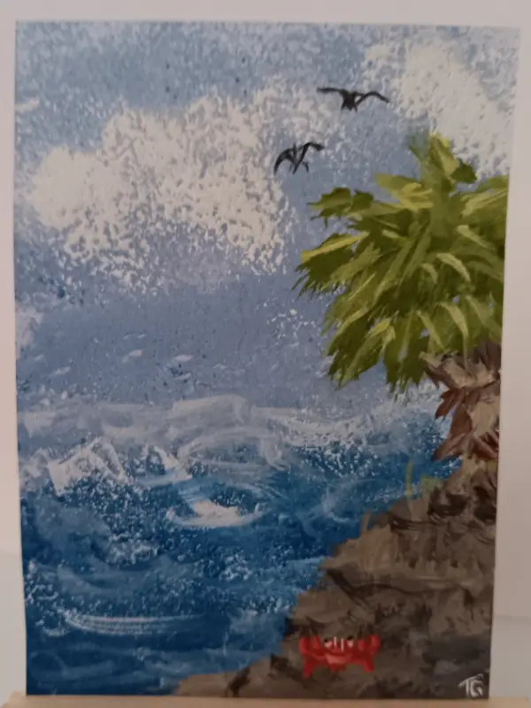 Stormy Sea Original ACEO Ocean aceo art card