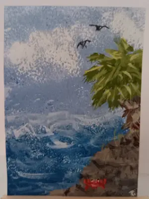 Stormy Sea Original ACEO Ocean aceo art card thumbnail 1