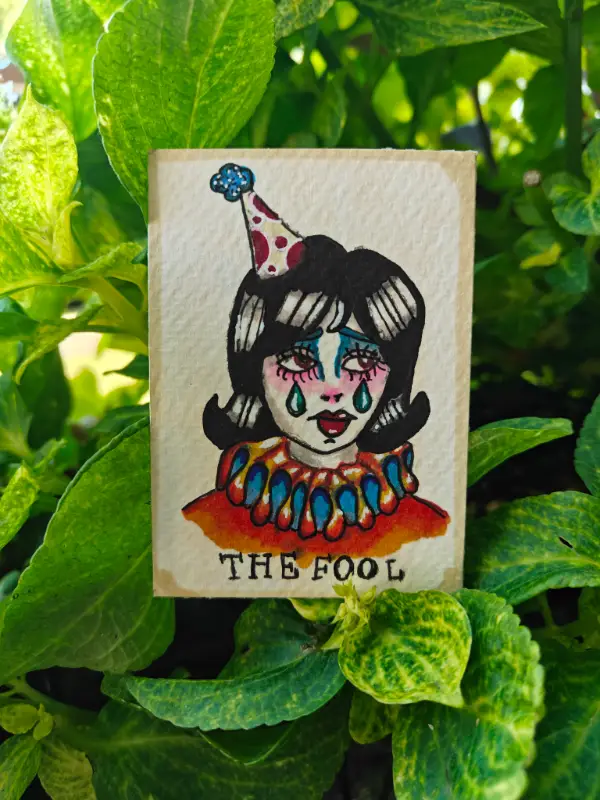 The Fool Sad Clown Tarot Card aceo art card