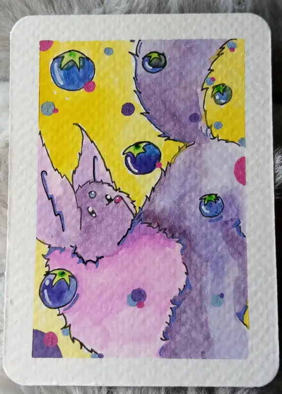 Blueberry Shake-Up aceo art card