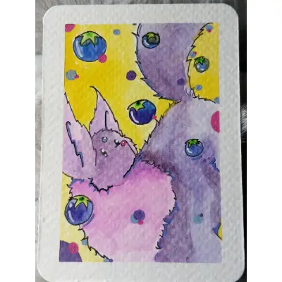Blueberry Shake-Up aceo art card thumbnail 1