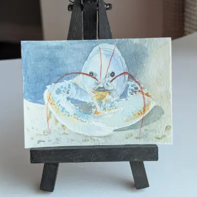 "Blue Lobstah" aceo art card thumbnail 1