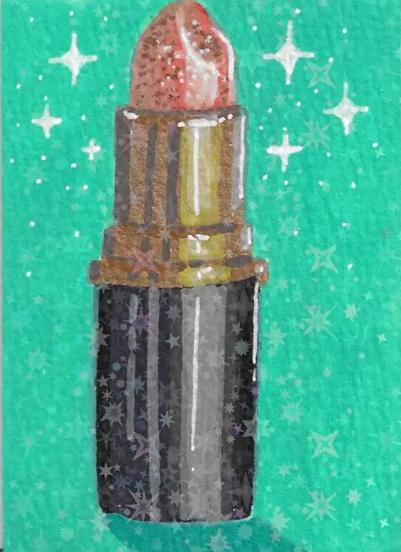 Sparkly Orange Lipstick aceo art card