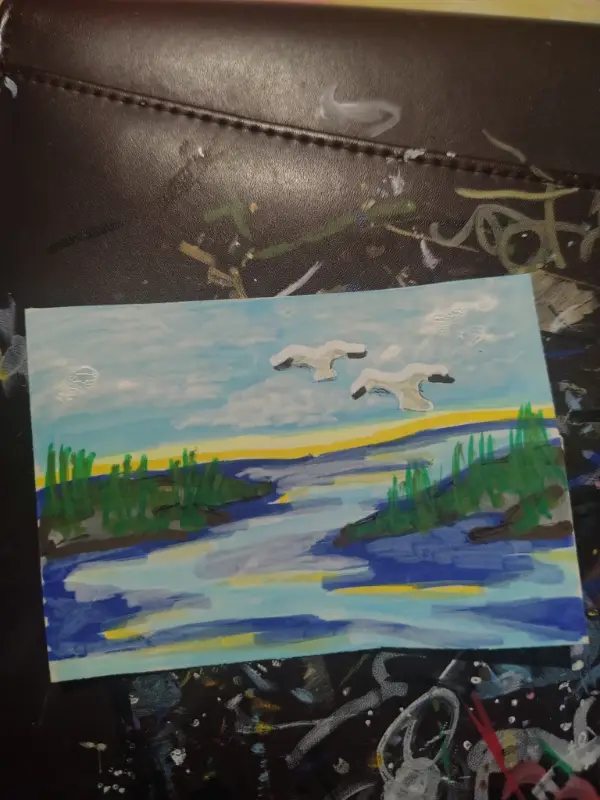 ACEO seagulls 2 ninthhouseoracle OOAK aceo art card