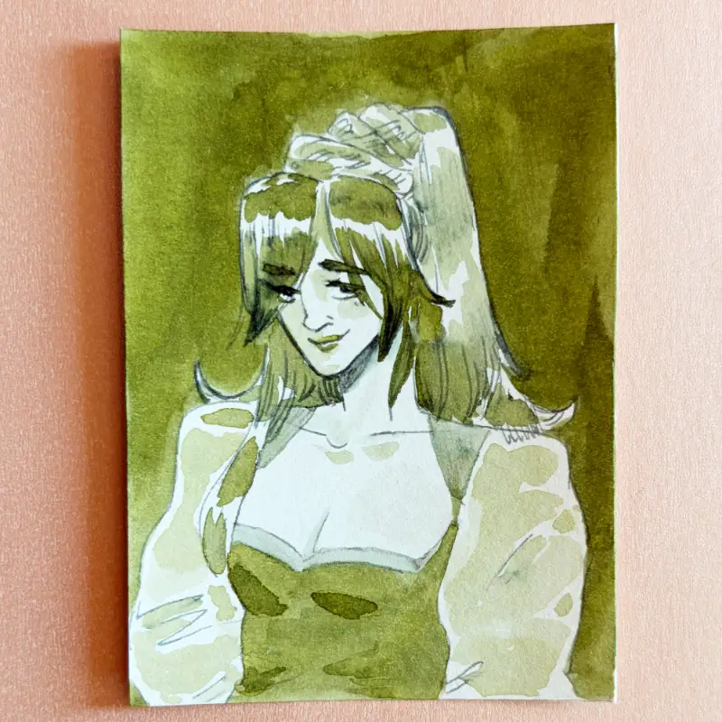 Green Girls series #1 aceo art card