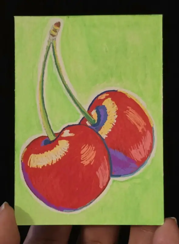 Groovy Cherries aceo art card