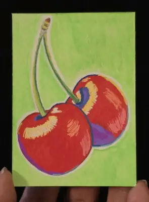 Groovy Cherries aceo art card thumbnail 1