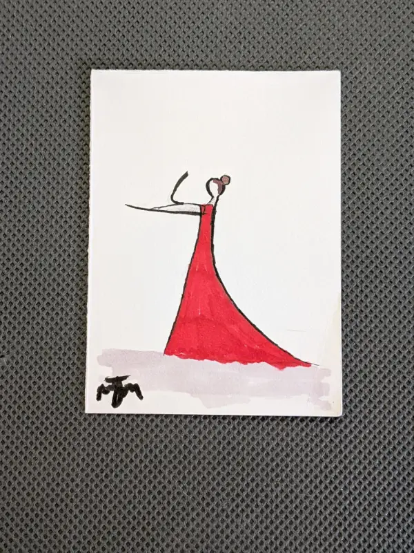 Girl in Red - Girl Waving aceo art card