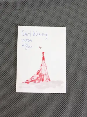 Girl in Red - Girl Waving aceo art card thumbnail 2