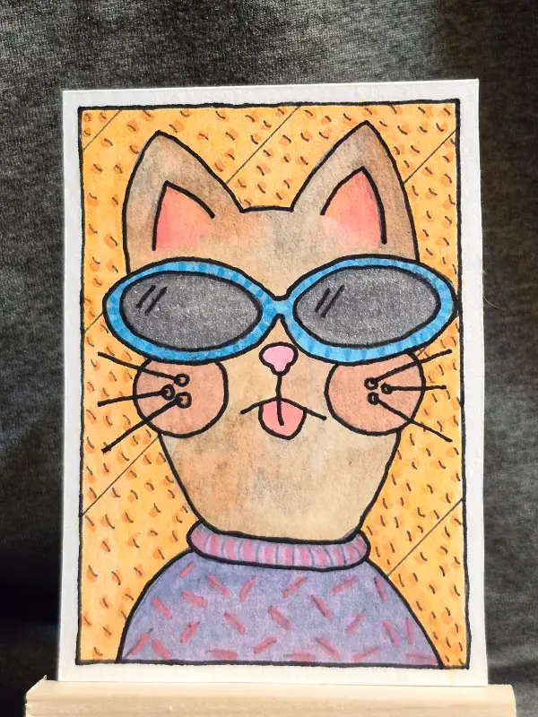 Cool Cat no8 aceo art card