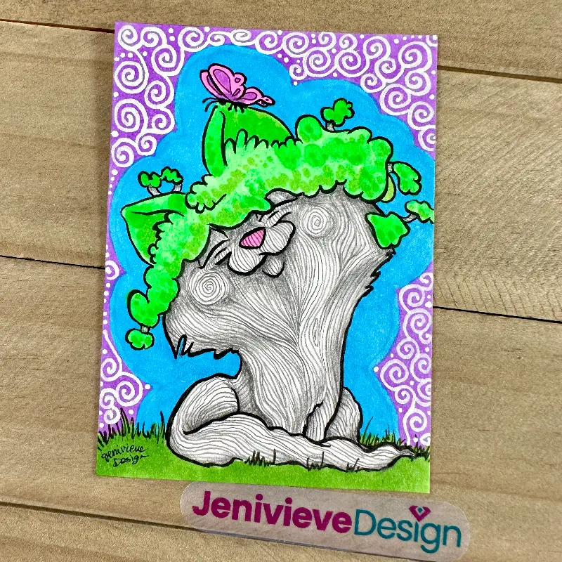 "Butterfly Hugs" - Bonsai Cats Series by Jenivieve Design aceo art card