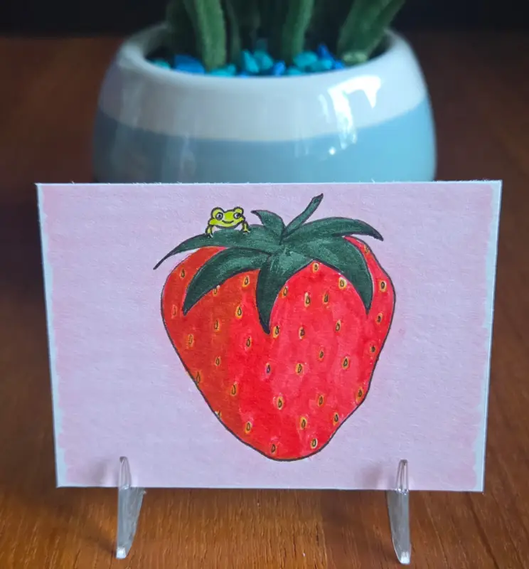Baby's 1st Strawberry aceo art card