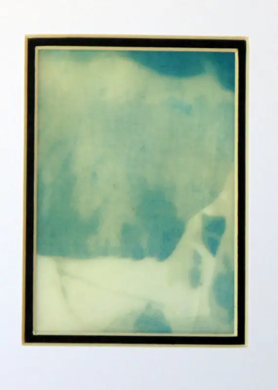 Rose Petal Abstraction Cyanotype and Encaustic original art ACEO aceo art card