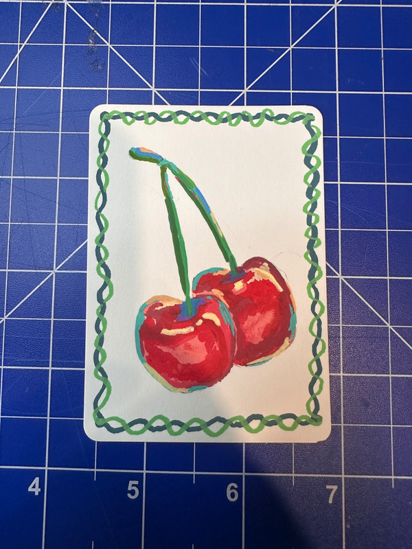 Red twins aceo art card