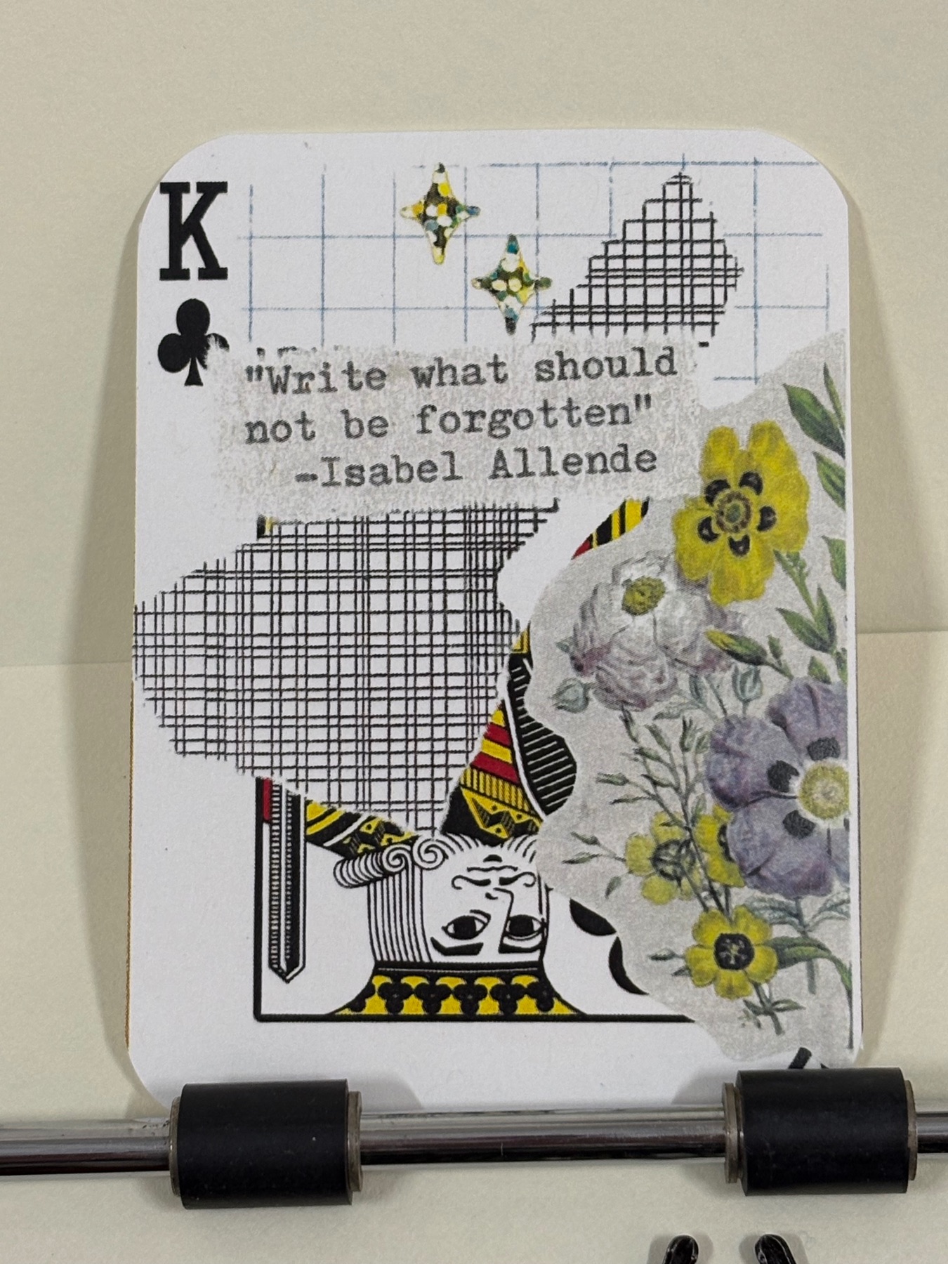 Writer’s Inspiration quote floral print micro collage by Mazerzine aceo art card