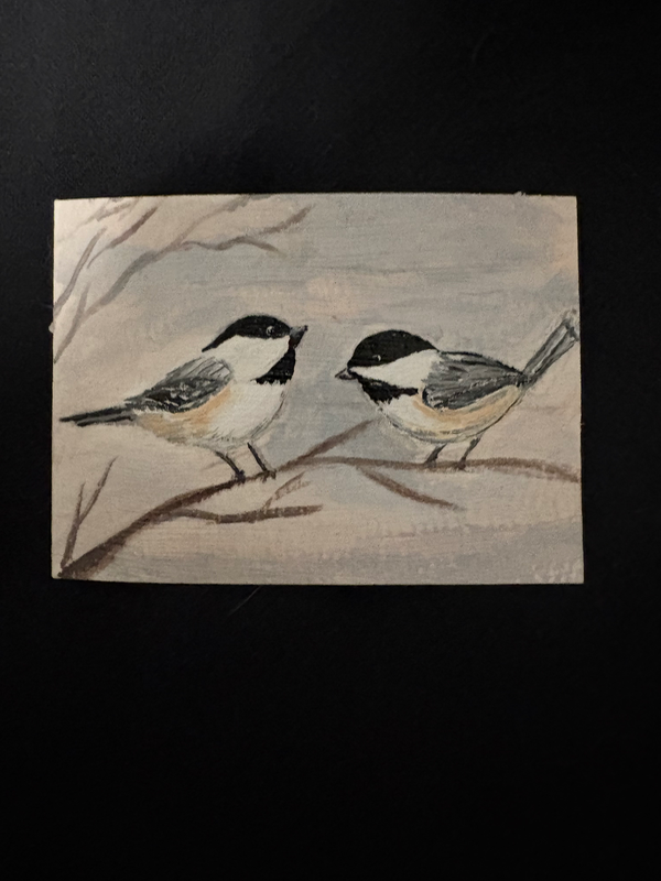 Chickadees aceo art card
