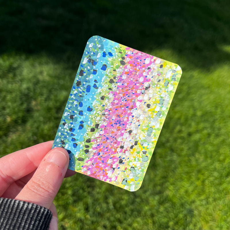 original aceo rainbow trout fish scales metallic animal wildlife aceo art card