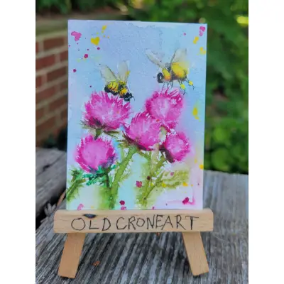 Stories of Thisles and Bees aceo art card thumbnail 2
