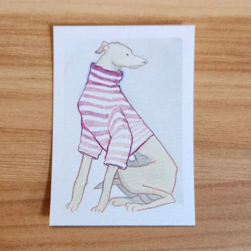 greyhound aceo art card