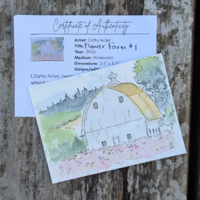Flower Farm #1 aceo art card thumbnail 3