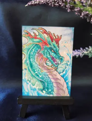 The Coral King - Original Dragon ACEO - The Ancient Bloodline Series aceo art card thumbnail 2