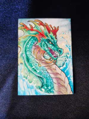 The Coral King - Original Dragon ACEO - The Ancient Bloodline Series aceo art card thumbnail 4