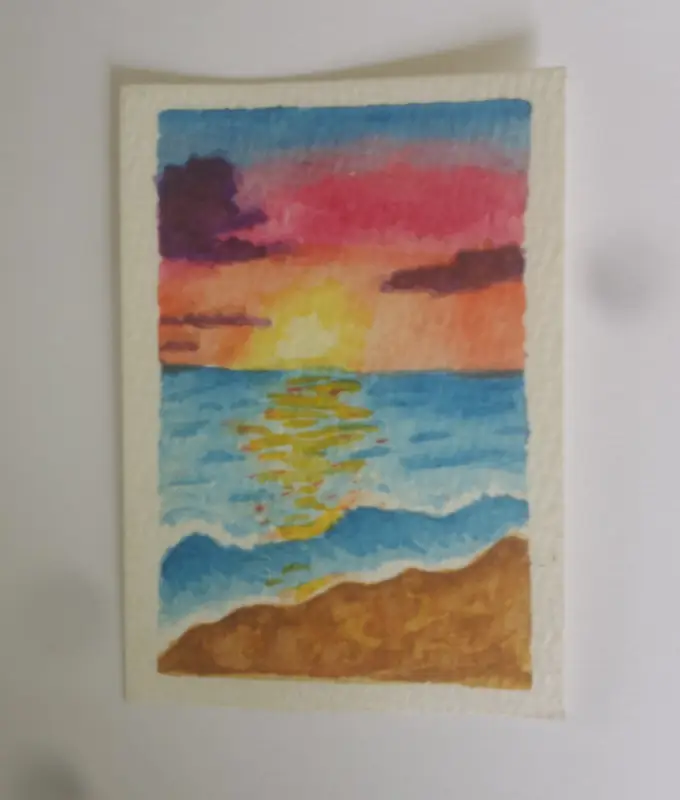 Beach Sunrise 1/2 aceo art card