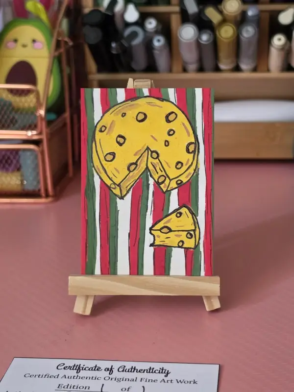 Cheese Wheel aceo art card