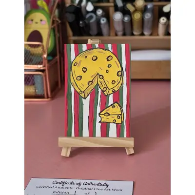 Cheese Wheel aceo art card thumbnail 1
