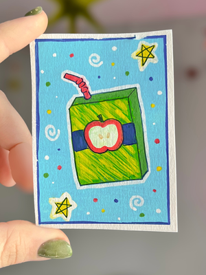 I Have Apple Juice, Wanna Trade? aceo art card thumbnail 2