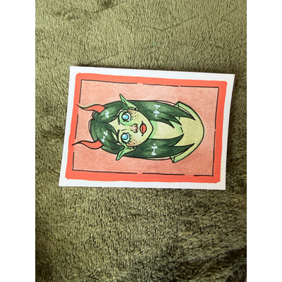 Green Girl aceo art card thumbnail 3