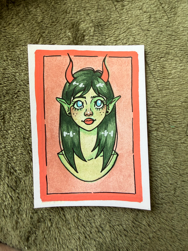 Green Girl aceo art card