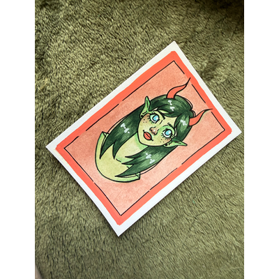Green Girl aceo art card thumbnail 2