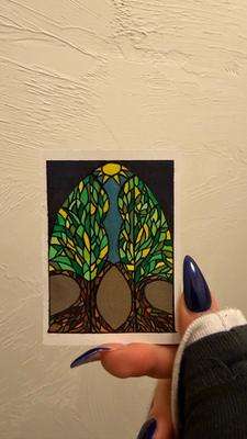 glass trees aceo art card thumbnail 1