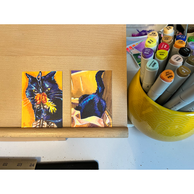 Box Playtime (Little Black Cat Series) aceo art card thumbnail 3