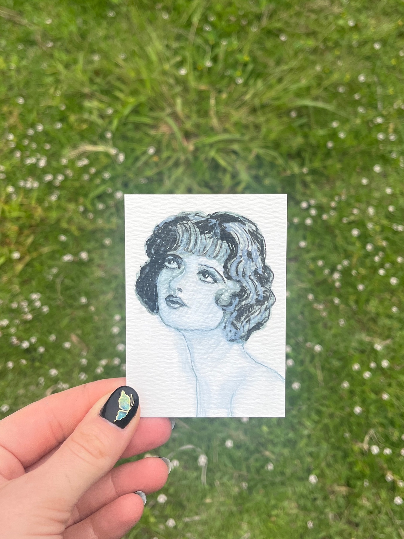 Gray Gazing aceo art card