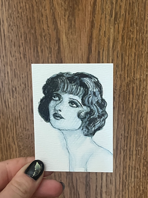 Gray Gazing aceo art card thumbnail 2