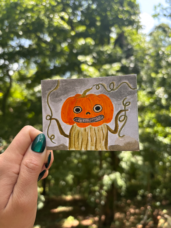 Pumpkin Man aceo art card
