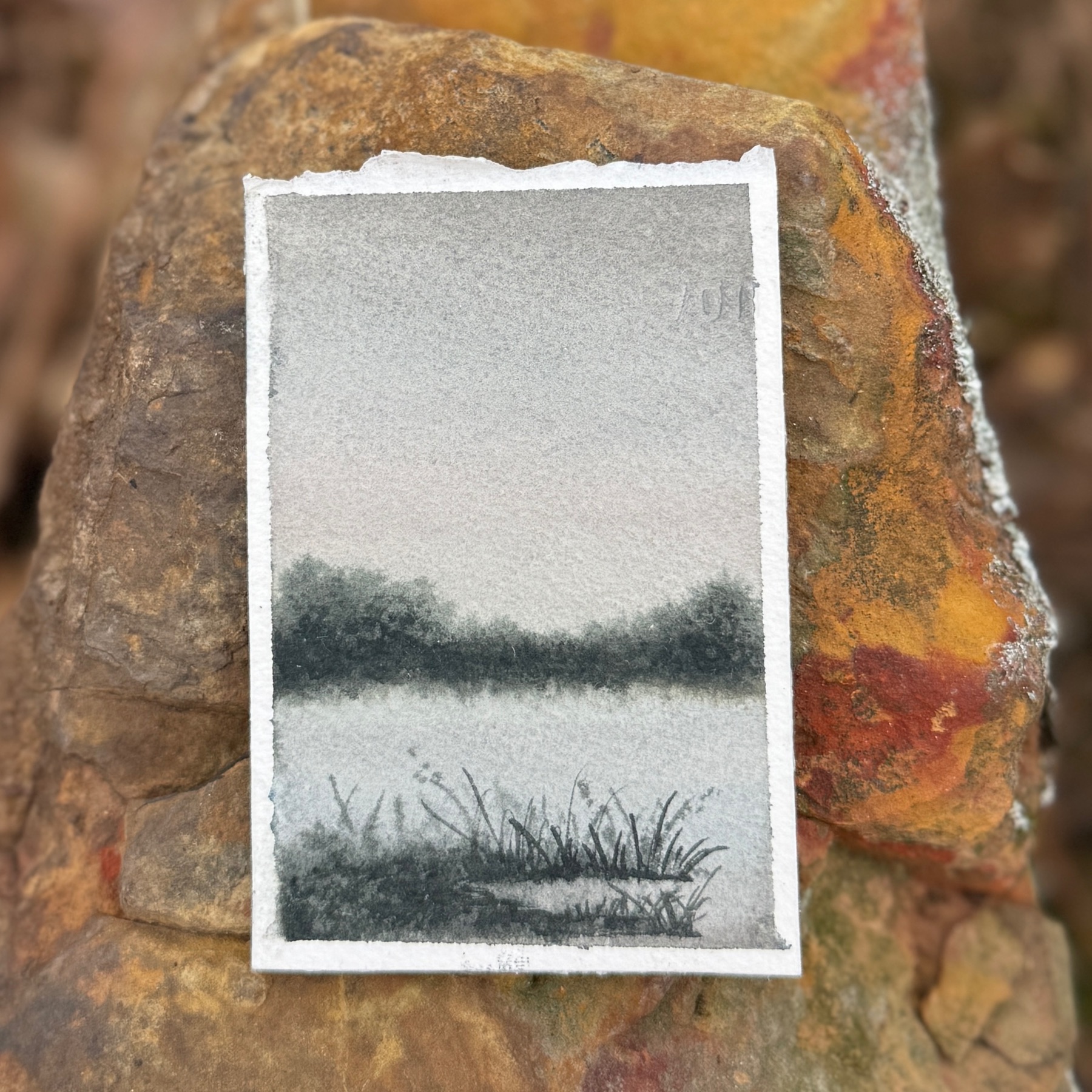 ACEO Original Landscape "Dark Marsh" aceo art card
