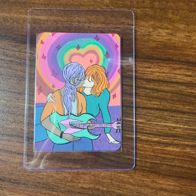 Girl Glam - Sapphic Music, Color, PRIDE, Rainbows, Guitar, Whimsy aceo art card thumbnail 2
