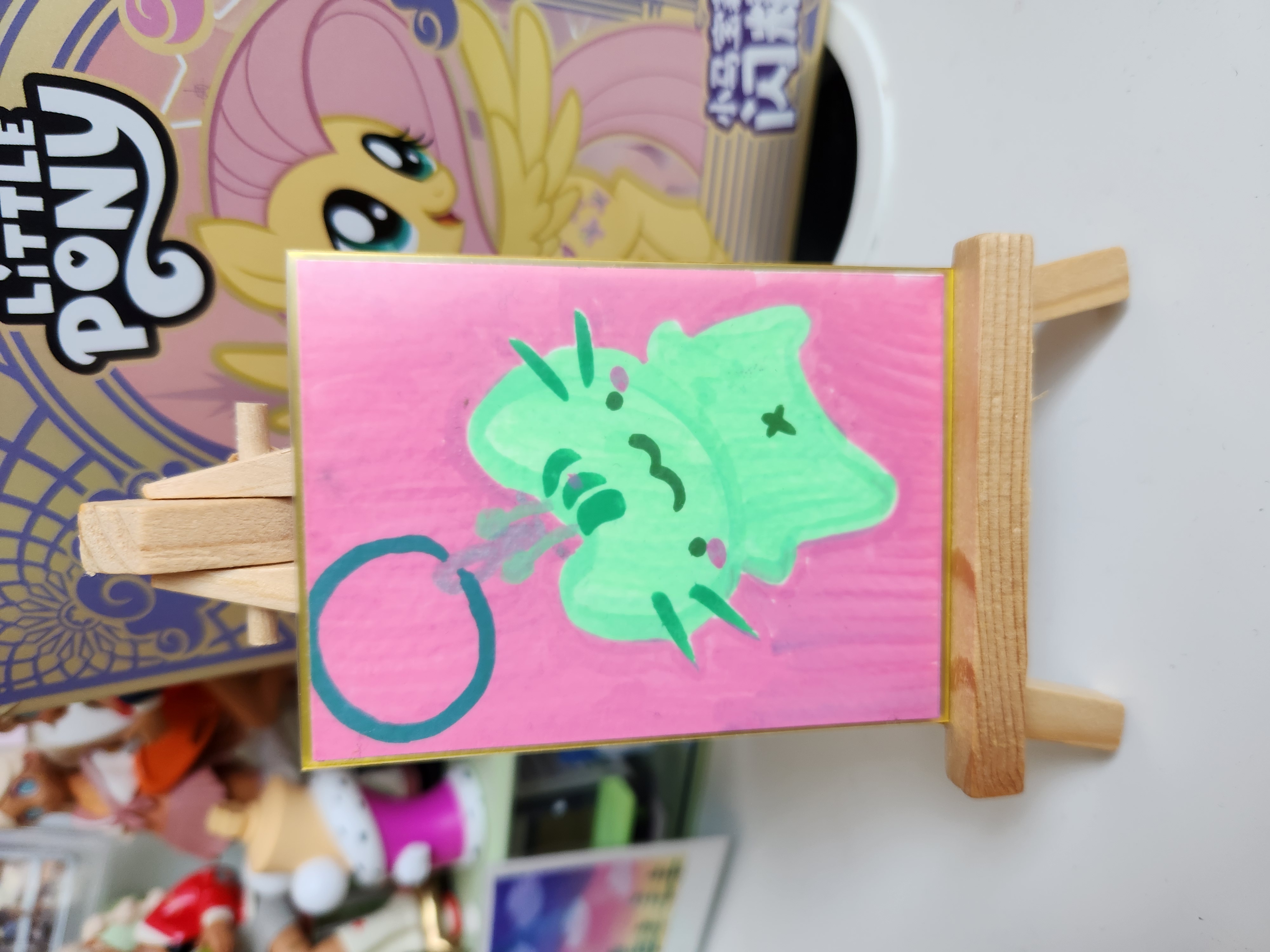 Keychain Alien Cat aceo art card