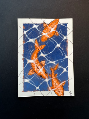 KOI POND aceo art card thumbnail 2