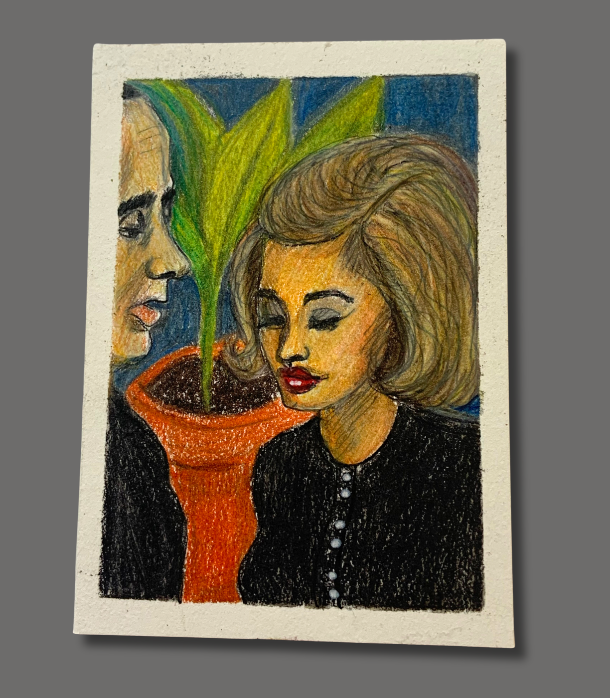 A Noir Moment - ACEO in Colored Pencil and Ink aceo art card