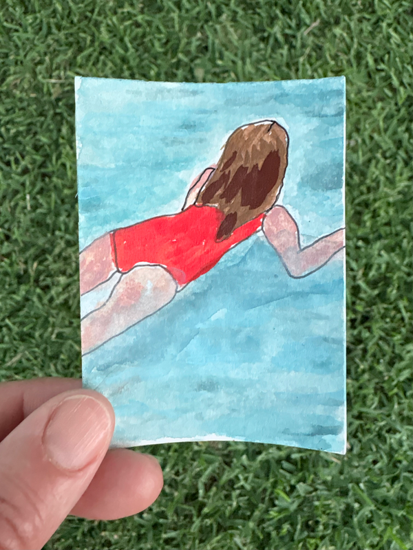 Day Swim - LAKE series 1/3 aceo art card