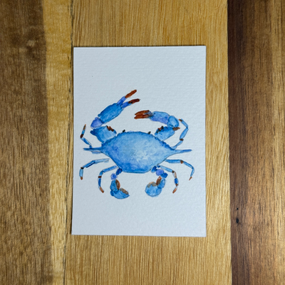 ACEO Watercolor, Seafood, Crab, Original, 3.5x2.5in, By Lark Watercolor and Art aceo art card thumbnail 3