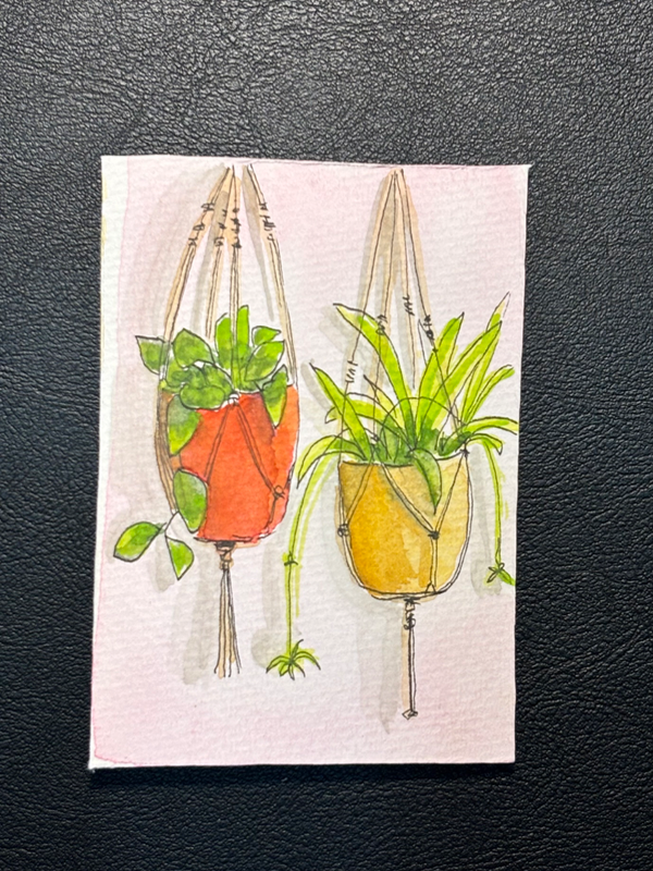 Hanging Plant Vibes aceo art card