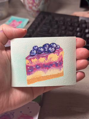 Blueberry cheesecake aceo art card thumbnail 1