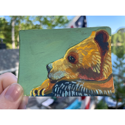 Resting Bear aceo art card thumbnail 2