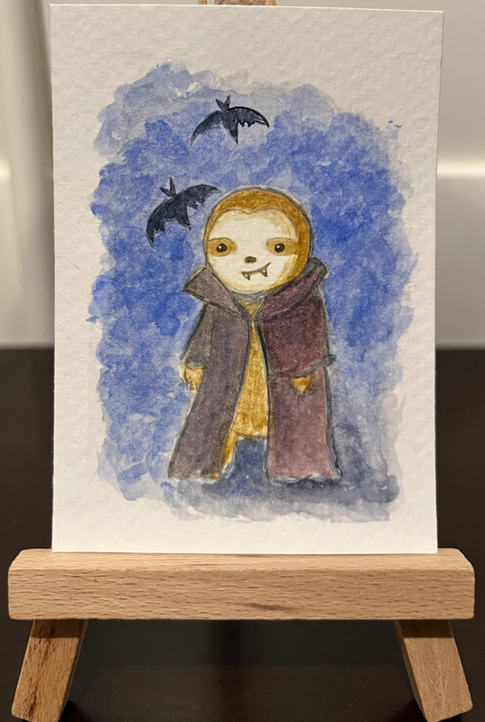 Sloth Dracula aceo art card