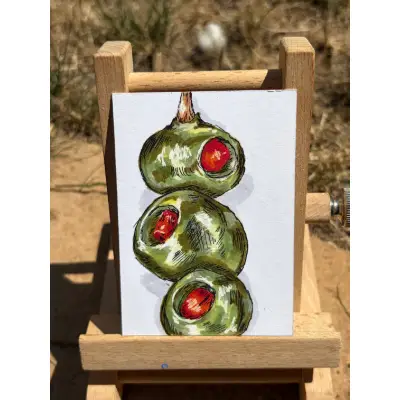 ACEO Original "Olive Stick" aceo art card thumbnail 2